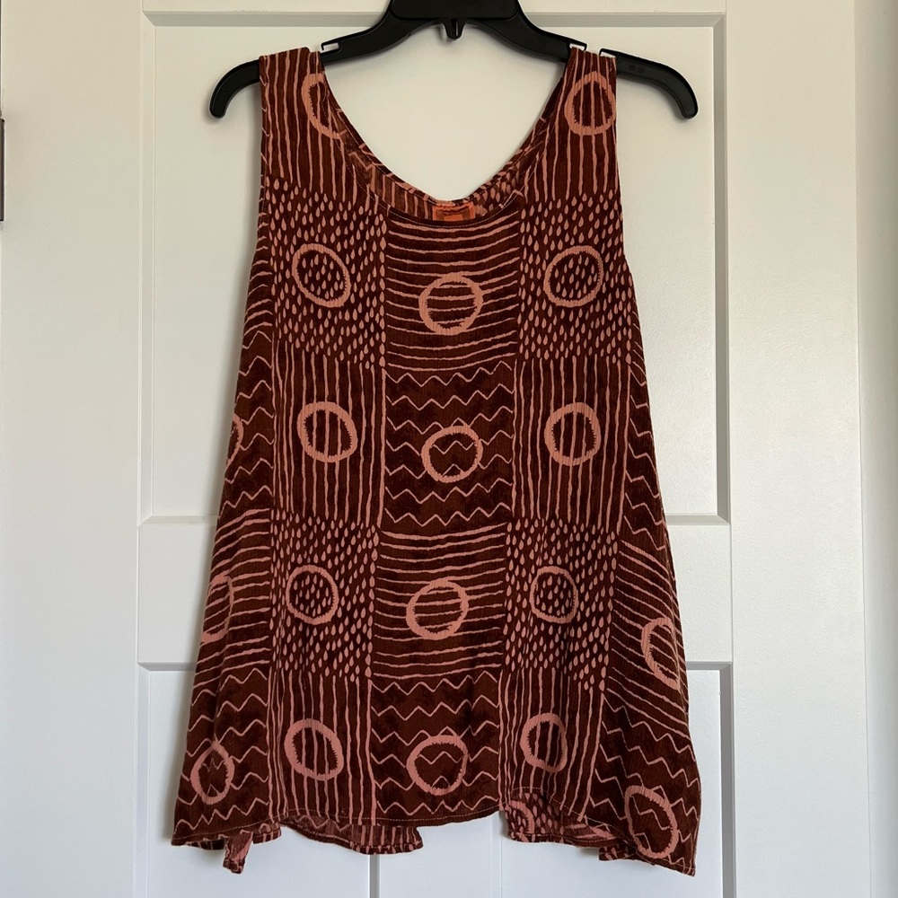 Vintage Hand Dyed Patterned Boho Flowy Tank Top